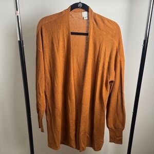 A New Day Brown Orange Open Front Business Casual Long Fit Cardigan Size XXL